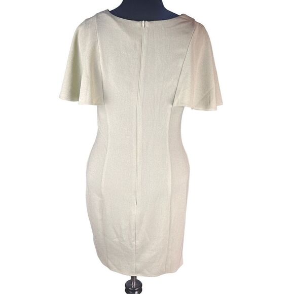 ASOS DESIGN angel sleeve v neck mini shift dress in sage green womans 10 - Picture 4 of 9